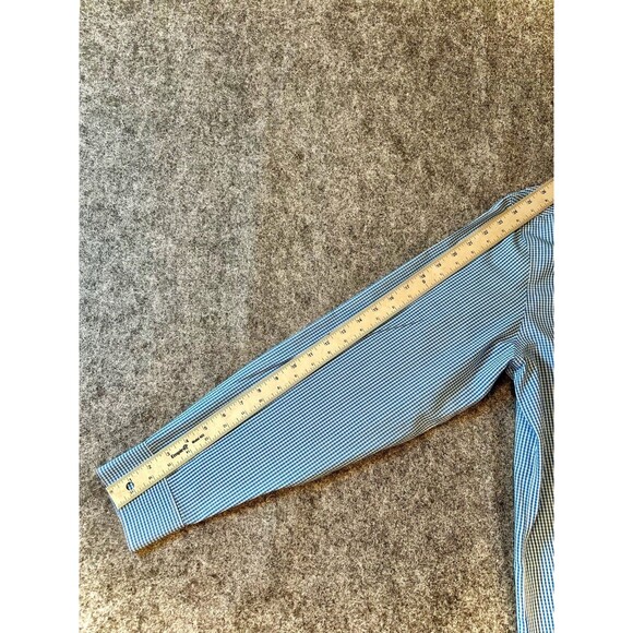 Calvin Klein Mens Slim Fit Dress Shirt Size L Blue Non Iron Stretch Office Work - Picture 6 of 7
